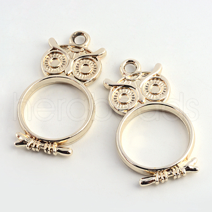 Rack Plating Alloy Owl Pendant Rhinestone Settings PALLOY-S047-16E-FF-1