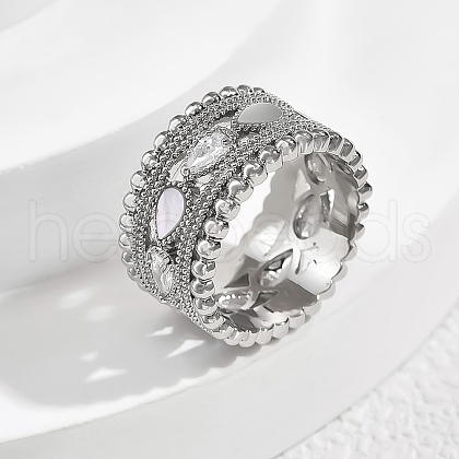 Brass Pave Cubic Zirconia Finger Rings for Women FR1588-8-1