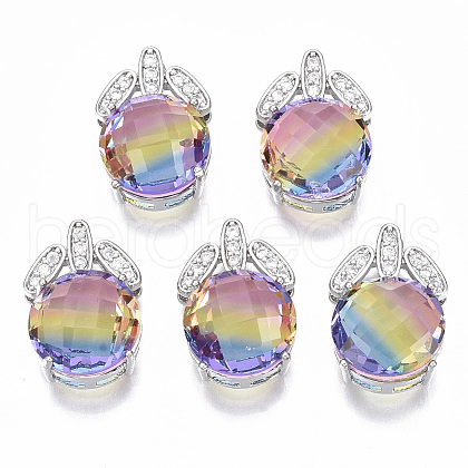 Brass Micro Pave Cubic Zirconia Pendants X-GLAA-N036-01B-1