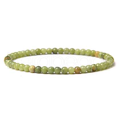 4mm Round Natural Jade Beads Bracelet for Men KG3069-28-1