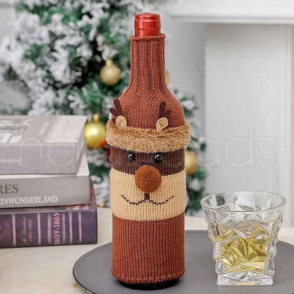 Christmas Acrylic Fiber Wine Bottle Sleeve AJEW-M214-03-1