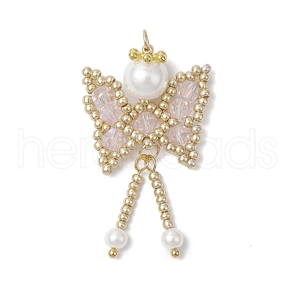 Glass Seed Beaded Butterfly Pendants PALLOY-MZ00649-01-1