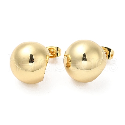 Rack Plating Brass Round Ball Stud Earrings EJEW-D064-05G-1