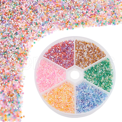  60G 6 Colors Glass Seed Beads GLAA-PH0003-68D-1