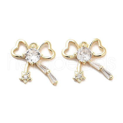 Brass Micro Pave Clear Cubic Zirconia Charms KK-C054-19G-1
