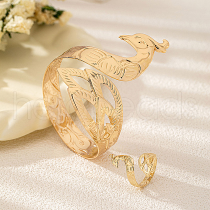 Peacock Alloy Cuff Bangles & Cuff Rings Sets FS-WG082E5-01-1