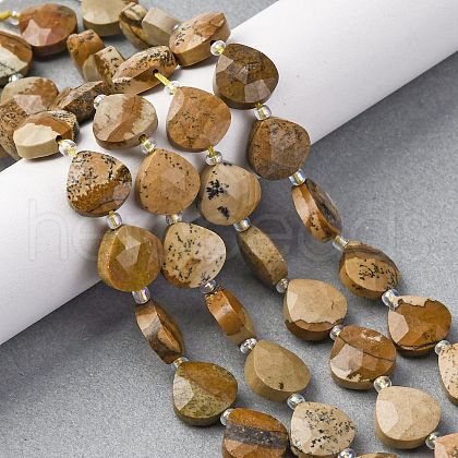 Natural Picture Jasper Beads Strands G-P570-E09-02-1