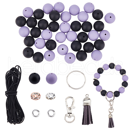 FIBLOOM DIY Silicone Beads Keychain Making Kits DIY-FI0001-16-1