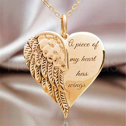 Heart Wing Alloy Pendant Necklaces WGFAB69-01-1