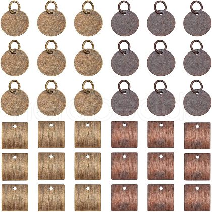 SUPERFINDINGS 96Pcs 4 Style Brass Blank Tag Slice Charms Pendants KK-FH0002-58-1