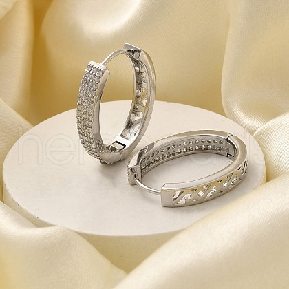 Brass Cubic Zirconia Hoop Earrings EJEW-M048-05P-1