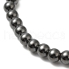 Synthetic Magnetic Hematite Round Beaded Stretch Bracelets BJEW-E080-02C-2