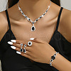 Fashionable Brass Rhinestone Bracelets & Earrings & Necklaces & Rings Sets FS-WG0E119-03-2