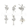 12Pcs 12 Styles Ballet Dancer Alloy Rhinestone Brooches for Backpack Clothes JEWB-A033-05P-2