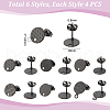 Unicraftale 24Pcs 6 Style Flat Round with Textured 304 Stainless Steel Stud Earring Findings STAS-UN0027-38-3