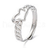 304 Stainless Steel Hollow Heart Adjustable Rings RJEW-D006-19P-1