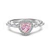 Heart 925 Sterling Silver Micro Pave Cubic Zirconia Finger Rings for Women RJEW-F180-02P-2