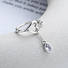 Teardrop & Hollow Out Heart 925 Sterling Silver with Clear Cubic Zirconia Adjustable Cuff Rings for Women FS-WG374A3-01-2