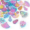 Fashewelry 48Pcs 12 Style 201 Stainless Steel Filigree Pendants STAS-FW0001-14-12