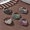 Brass Micro Pave Cubic Zirconia Cuff Rings for Women RJEW-A069-13P-1