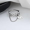 Flat Round Curb Chain 925 Sterling Silver Adjustable Finger Rings for Women FS-WG6366E-01-2