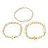 3Pcs Electroplate Non-magnetic Synthetic Hematite Round Beads Stretch Bracelets for Women BJEW-JB11943-2
