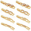 BENECREAT 8Pcs 4 Styles Rack Plating Brass Clear Cubic Zirconia Watch Band Clasps KK-BC0009-76G-1