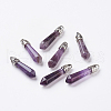 Natural Amethyst Pointed Pendants G-P309-03-1