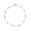 Acrylic & Glass Seed Beaded Flower Necklaces for Women NJEW-JN05291-01-4