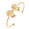 Bowknot 304 Stainless Steel Pave Shell Pearl Open Cuff Torque Bangles for Women BJEW-Z070-03G-1