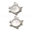 304 Stainless Steel Pave Natural White Shell Pendants STAS-C122-21E-02P-1
