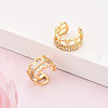 Brass Micro Pave Clear Cubic Zirconia Cuff Earrings KK-T074-30G-1