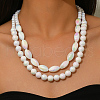 Acrylic Round Horse Eye Double Layer Beaded Necklaces for Women HK8812-3-1