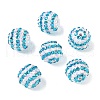Striped Resin Rhinestone Beads OACR-A037-01D-1