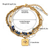 304 Stainless Steel & Natural Lapis Lazuli Chip Beaded Double Layer Bracelets FS-WG81BCE-14-1