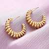 Brass Spiral C-Shaped Stud Earrings EJEW-R025-33G-1