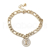 304 Stainless Steel Flat Round with Girl Charm Bracelets BJEW-A036-13G-01-4