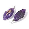 Natural Amethyst Gold Sun Pattern Pendants G-L524-14P-05-2