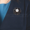 ANATTASOUL 3Pcs 3 Colors Camellia Flower Enamel Pin with Imitation Pearl JEWB-AN0001-01-4