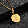 Brass Micro Pave Clear Cubic Zirconia Flat Round with Letter Pendant Necklaces FS-WG00655-05-1