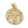 Rack Plating Brass Micro Pave Clear Cubic Zirconia Pendants KK-P267-11G-G-1