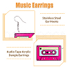 FIBLOOM 4 Pairs 4 Colors Acrylic Audio Tape Shape Dangle Earrings with 304 Stainless Steel Pins for Women EJEW-FI0003-26-4