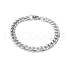 201 Stainless Steel Curb Chain Bracelets with Lobster Claw Clasps for Men BJEW-P316-01B-P-1