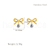 Simple Design Stainless Steel Bowknot with Clear Cubic Zirconia Teardrop Dangle Earring Studs for Women ET2385-2-2
