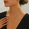 Elegant Brass Round Beads Tassel Earrings & Necklaces Sets for Women HT2567-3