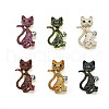 12Pcs 6 Colors Cat Baking Painted Alloy Rhinestone Brooches for Backpack Clothes JEWB-A033-11G-2