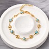 304 Stainless Steel Glass Link Bracelets for Women BJEW-V010-02G-1