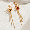 Fashionable Classic Brass Cubic Zirconia Eye Tassel Hoop Earrings MP5699-3