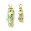 2Pcs Electroplated Natural Quartz Crystal Dyed Copper Wire Wrapped Pendants PALLOY-JF03172-01-1
