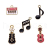 30Pcs 5 Style Light Gold Plated Music Theme Alloy Enamel Pendants ENAM-ZZ0001-08LG-1